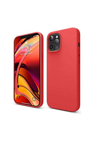 HANPORIUM Apple iPhone 11 Pro Max Compatible Silicone Case - Pastel Color Tone Flexible Full Protection Cover - Red