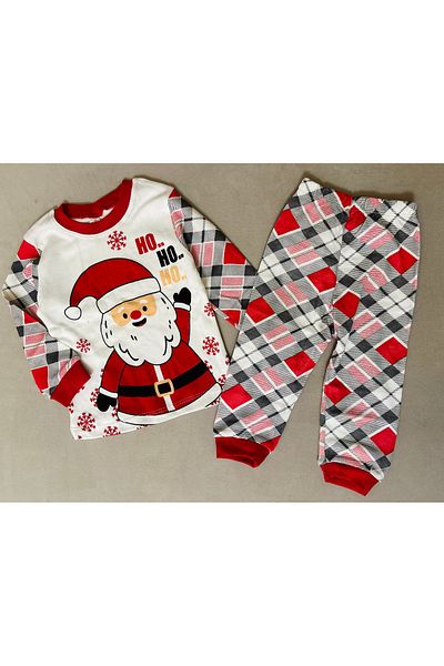 SANTRALBEBE Christmas New Year Ho Ho Printed Children's Pajamas Set