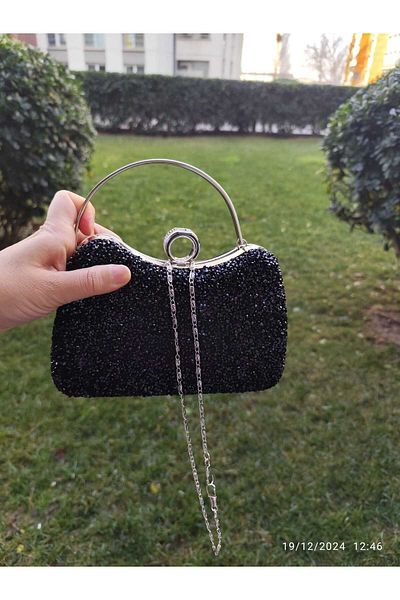 lowell home Geanta rochie de seara model nou cu detaliu inel din piatra neagra