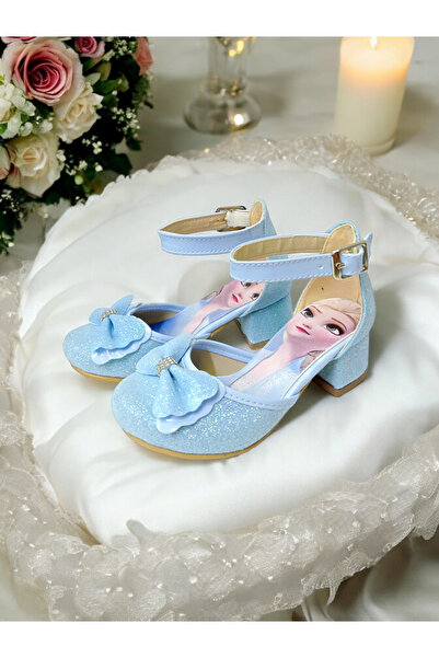 PATİK BEBE Pantofi de seara cu toc joasa de culoare albastra pentru fete