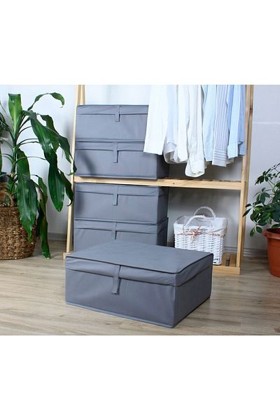 Venita Home 5 Pieces of Multi-Purpose Storage Bags in Box Form with Lids (Luggage-Storage-Organization etc.)Organizer, 50x40x19