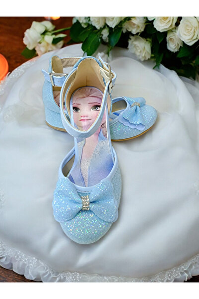 PATİK BEBE Pantofi de seara cu toc joasa de culoare albastra pentru fete