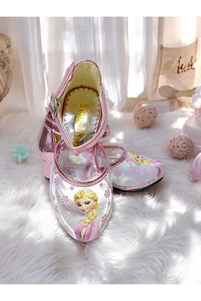 pediashoes Pantofi de seara cu toc gros prințesă roz pentru fetiță