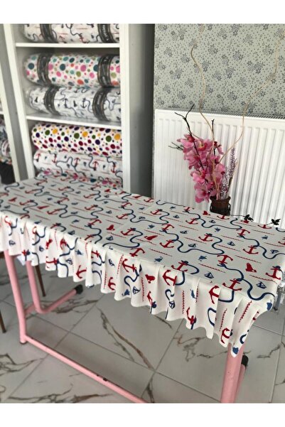 wren home Kırmızı Çapa Desen Okul Sıra Örtüsü