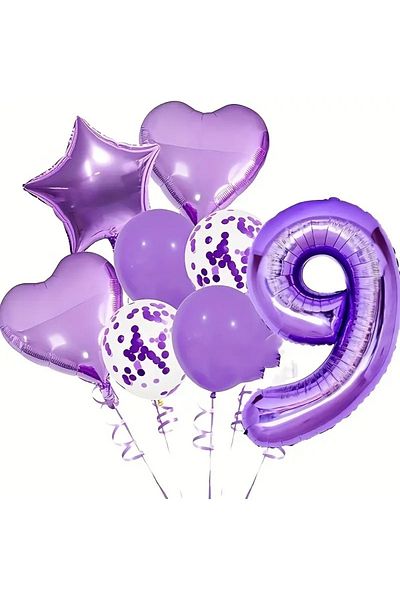 CANSIN 9 Years Purple Balloon Set