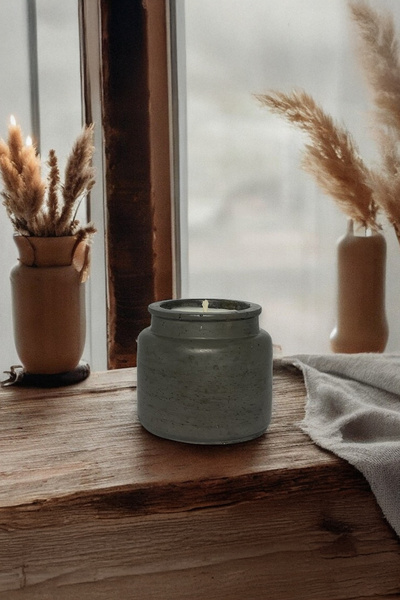 Julzen Home Design Minimal Beton Kutu Sandal Ağacı Kokulu Soya Mumu