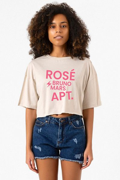 Tshirthane Blackpink Rose Bruno Mars Apt Beige Women's Crop Tshirt