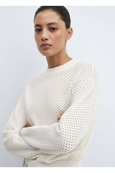 MANGO Woman Round Neck Hole Sweater