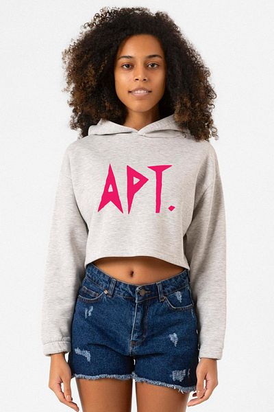 Tshirthane Blackpink Apt White Crushed Women's Crop Hoodie