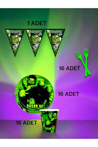 VibeHome Hulk Themed S Pack for 16 - Birthday Party and Fun Events