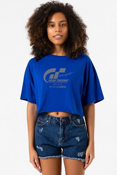 Tshirthane Gran Turismo Concept Blue Women's Crop T-Shirt