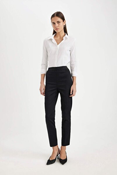 DeFacto Women's Black Canvas Trousers - J8743Az/Bk81
