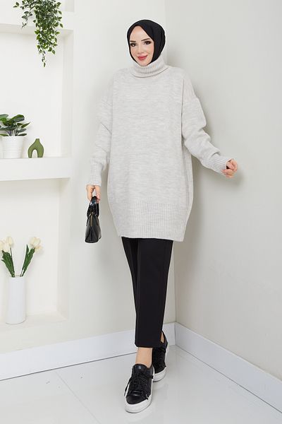 Pamuk Butik Pulover de damă cu gât tricotat
