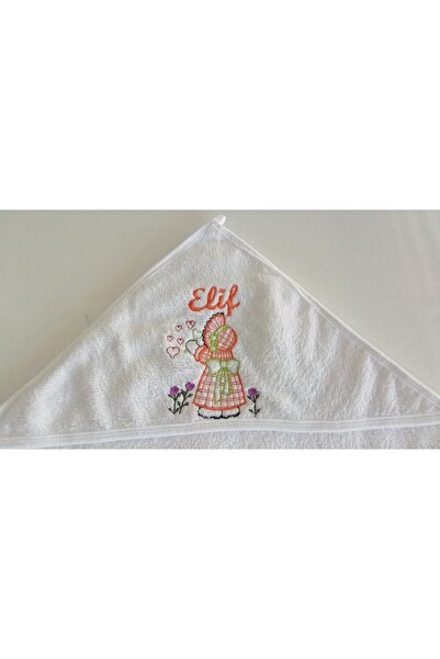 moms and babies İsimli Kız Çocuk Bebek Banyo Plaj Havlusu Nakış İşlemeli İsme...