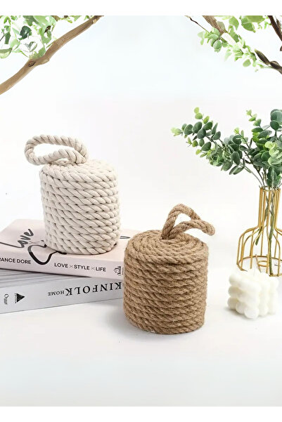 HomeTurko Vintage Jute Braided Weighted Door Stopper - Διακόσμηση για το σπίτι και το δωμάτιο γραφείου