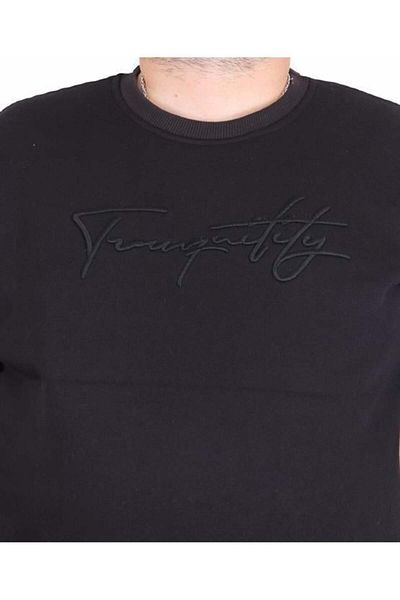 Starbattal Ανδρικό μαύρο φούτερ μεγάλου μεγέθους - Crew Neck, Twenty 24200