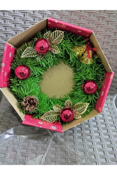 LEVA HAUSE Yılbaşı Kapı Süsü 24 Cm Can Ve Parlak Toplu Krokansız Yeşil