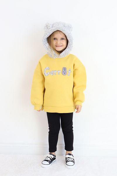 Pijamella Caretta Embroidery Oversize Sweatshirt and Lycra Leggings for Girls - Set of 2