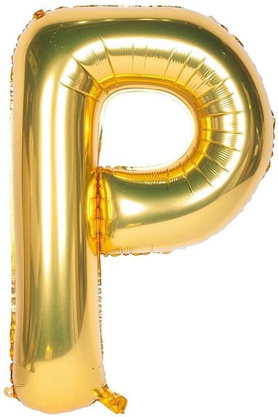 Tinky Winky 100 cm Helium Foil Balloon - Gold Color, Letter P