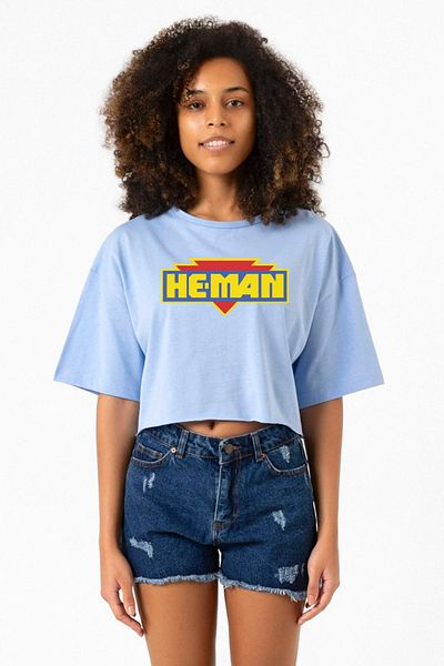 Tshirthane He Man Logo Baby Blue Women's Crop Tshirt
