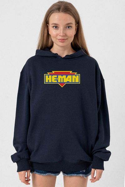 Tshirthane Navy Blue He Man Logo Women's Hoodie 3Ip