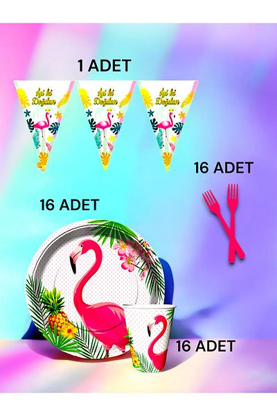 VibeHome Flamingo Themed S Pack for 16 - Birthday Party and Fun Events