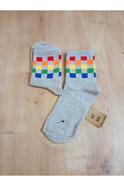 ENEFENDİ KARELI ПАТЕРНОВИ ПАМУЧНИ МЕКИ ЧОРАПИ ARAKONÇ ЖЕНСКИ СИВИ ЧОРАПИ 36-40