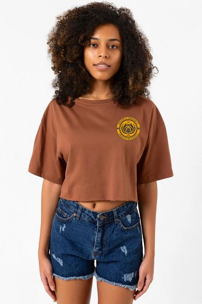 Tshirthane He Man Grayskull Brewing Co Logo Brown Women's Crop Tshirt