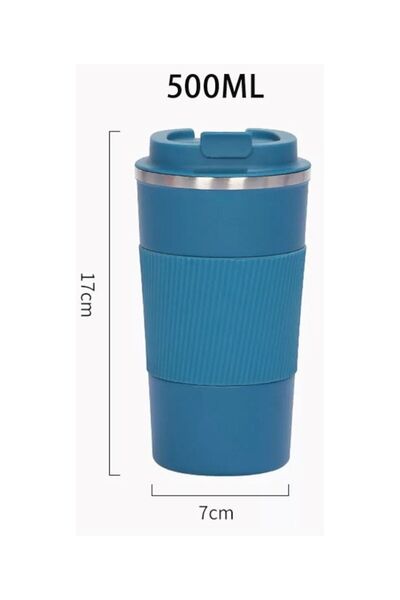 Genel Markalar 304 Pazlanmaz Çelik 500 Ml Kaydırmaz Lastikli Termos Bardak Mug Araç Kahve Çay Thermos 549