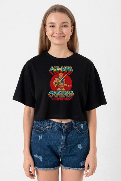 Tshirthane He Man Masters of the Universe Black Women's Crop Tshirt