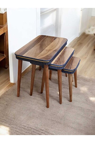 Babysoft Zümrüt Serisi 3lü Zigon Sehpa 1. Sınıf MDF Ceviz Kaplama