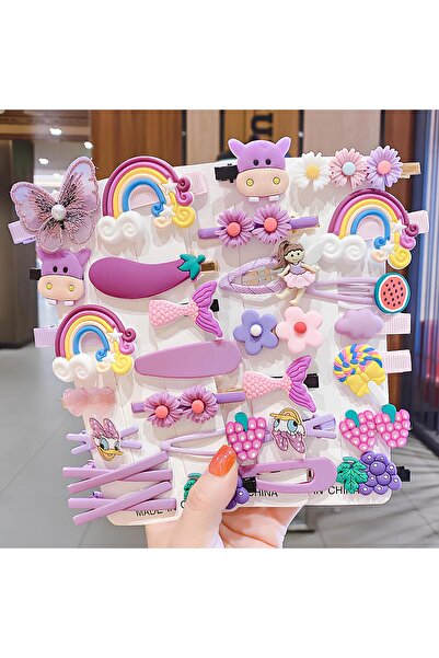 GUCSO 14 bucăți agrafe de păr colorate violet pentru copii - Gucso cu accesorii de păr pentru fete drăguțe