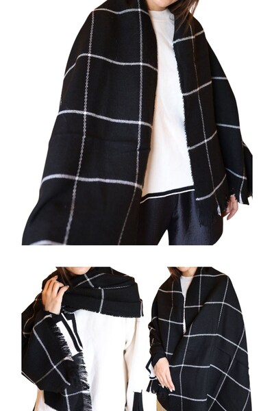 marufshop 1 Piece Women's Large Size Soft Textured Winter Patterned Scarf Shoulder Shawl