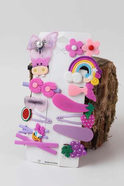 GUCSO 14 bucăți agrafe de păr colorate violet pentru copii - Gucso cu accesorii de păr pentru fete drăguțe