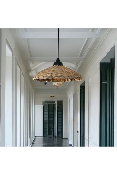AFRALYAHOME 32 cm Bohemian Rustic Chandelier - Straw Scandinavian Hat (White Sensitive Included) Quantity Price
