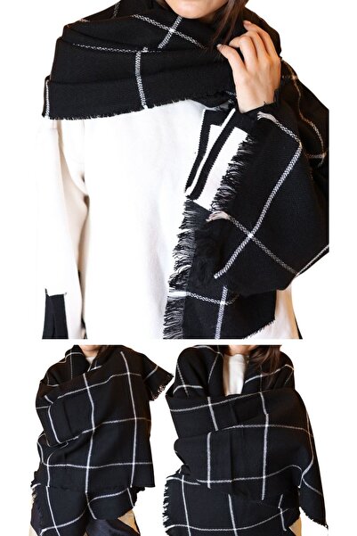 marufshop 1 Piece Women's Large Size Soft Textured Winter Patterned Scarf Shoulder Shawl