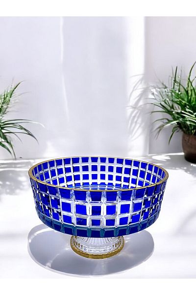 Paşabahçe Crystal Cutted Snowdrop Gold A. Presentation Bowl