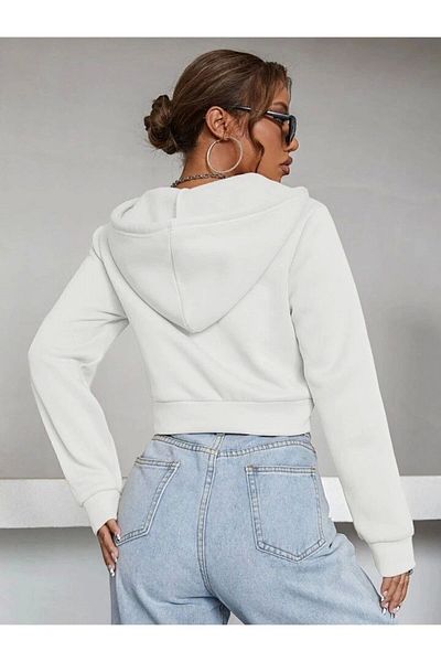 Zel Hanorac cardigan din lână, cu glugă, cu fermoar, cu glugă
