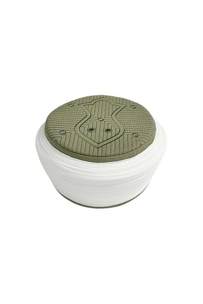 Sarıkhane Prayer Wrap-White Fabric-Green Skullcap-Nali Sheriff-4 Meters