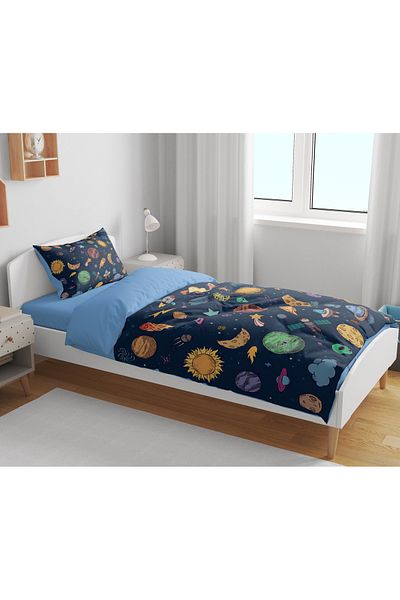 Erays Home Set de lenjerie de pat pentru băieți, cu imprimare digitală 3d Space & Planet, set de lenjerie de pat pentru adolescenți