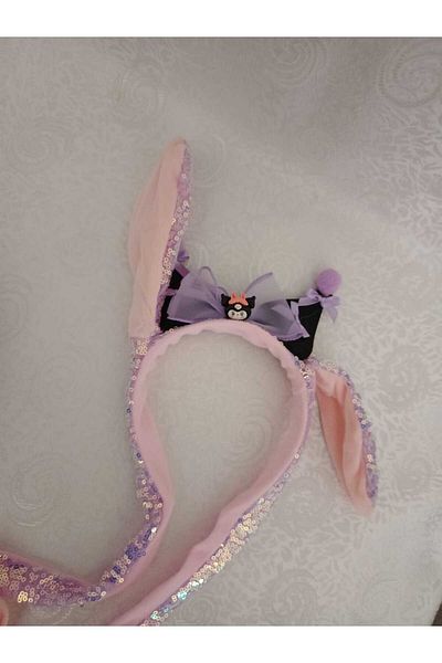 Fua Shop Girl's Kuromi Crown with Sequin and Sound and Movable Ears