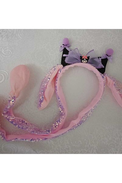 Fua Shop Girl's Kuromi Crown with Sequin and Sound and Movable Ears