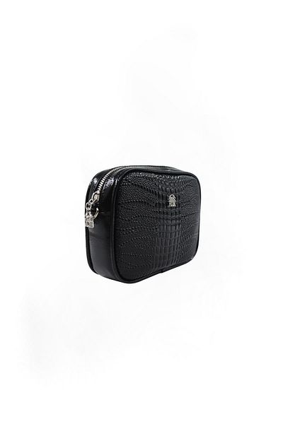 SOSELA 67-7172 Women's Patent Leather Snake Black Crossbody Bag