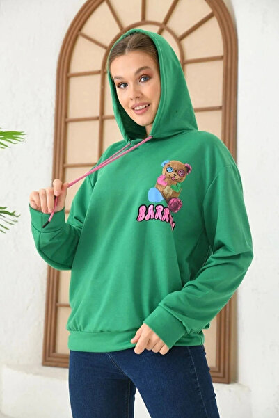 Wish BF سويت شيرت بقلنسوة كبير الحجم مطبوع عليه بارو للجنسين