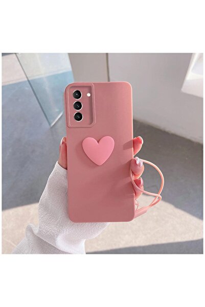 Zebana Samsung Galaxy S23 FE Uyumlu Kılıf Kalpli Love Silikon Kılıf Pembe