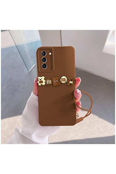 Zebana Samsung Galaxy S23 FE Uyumlu Kılıf Love Bear Silikon Kılıf Kahverengi