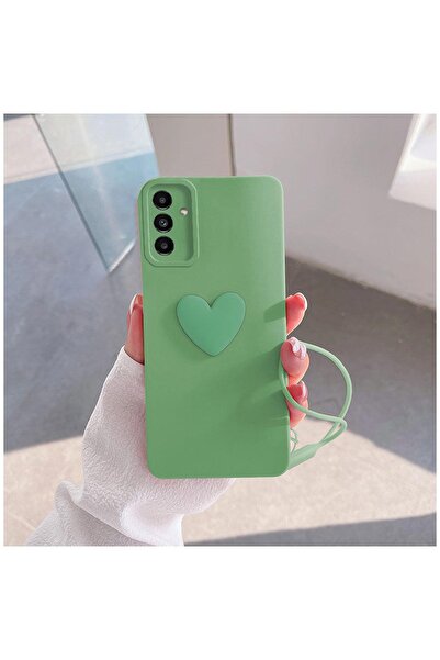 Zebana Samsung Galaxy A54 Uyumlu Kılıf Kalpli Love Silikon Kılıf Açık Yeşil