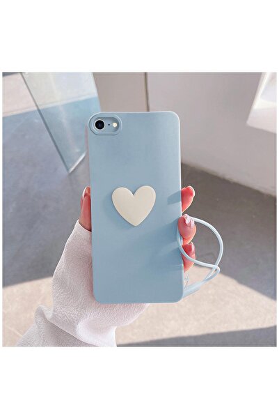 Zebana Apple iPhone Se 2020 Compatible Case Heart Love Silicone Case Light Blue