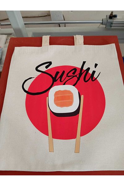 GİFTORA Sushi Printed Raw Cloth 35X40 Shoulder Bag