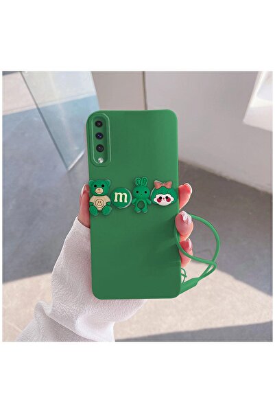 Zebana Samsung Galaxy A50 Uyumlu Kılıf Love Bear Silikon Kılıf Açık Yeşil